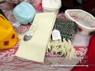 Lorraine Skowronski-Boggis made these hand-woven wool scarves
