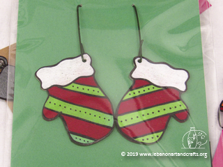 Laura Jean Whitcomb made these shrink art Christmas earrings