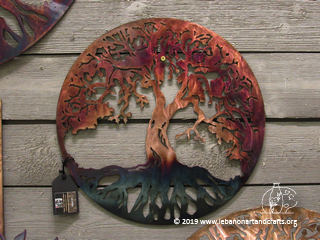 Brushed copper tree of life was made by Ryan and JoAnn Lonergan