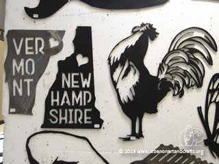 Bart Tuttle fabricated these Vermont New Hampshire and rooster wall art
