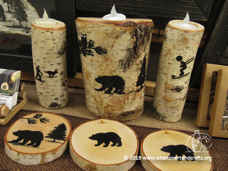Eva Ilg made these birch candle holders and coasters
