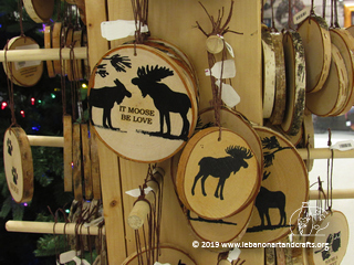 Eva Ilg made these birch moose ornaments