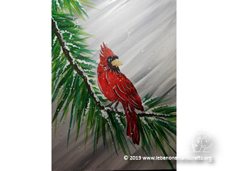Terry Fitzpatrick taught the<br />Cardinal on a Branch painting class