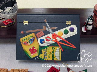 Sandra Dickau painted this crayon and craft box.