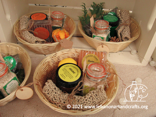 Pumpkin and spice, pine, and citrus natural skin care baskets
