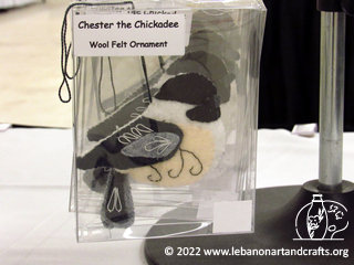 Chester the chickadee wool felt ornament