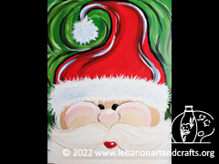 Adult painting class featuring Santa Claus
