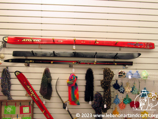 Coat rack made from cross-country skis