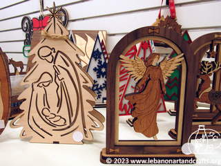Mary, Joseph, and baby Jesus and angel decorations