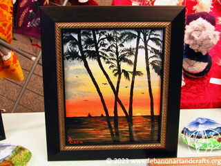 Tropical scene painted in acrylic