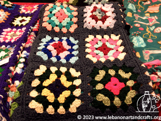 Crocheted granny square scrap quilts