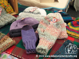 Hand knit adult hats and mittens