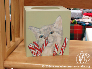 Playful cat wooden Kleenex box