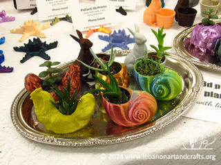 3D printed planters with live plants
