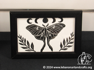 Luna moth linocut print card