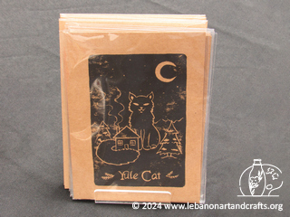 Yule cat linocut print card