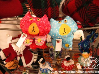 Stuffed cat wire shelf decorations