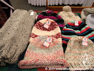 Knit tube socks and adult hats